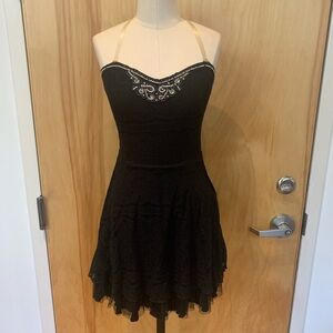 Free People Black Lace Overlay Strapless Bustier Mini Dress Small